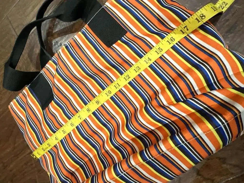 Roberta Freymann New York Multicolored Striped Canvas Tote Bag
